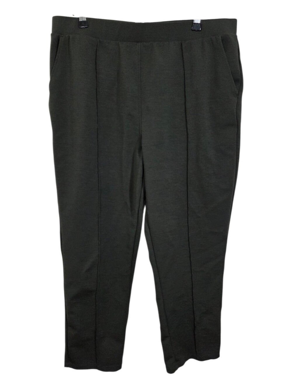 Wool& Merino Wool Rosso Straight Ponte Pant Green Pull on Elastic Waist XL